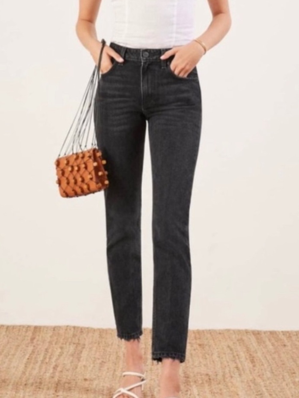 Reformation Julia High Cigarette jeans Pacific washed black